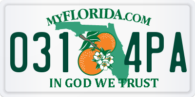 FL license plate 0314PA