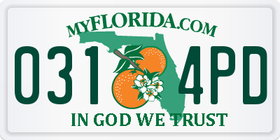 FL license plate 0314PD