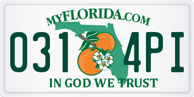 FL license plate 0314PI