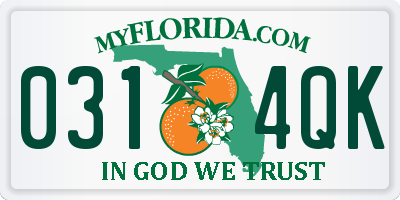 FL license plate 0314QK