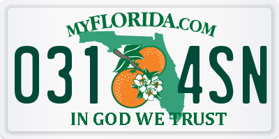 FL license plate 0314SN