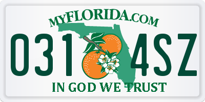 FL license plate 0314SZ