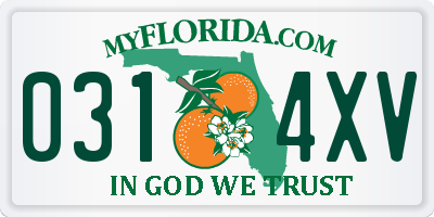 FL license plate 0314XV