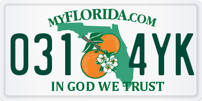 FL license plate 0314YK
