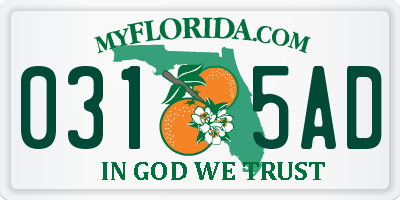 FL license plate 0315AD