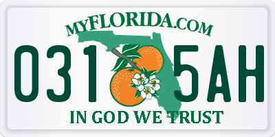 FL license plate 0315AH