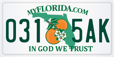 FL license plate 0315AK
