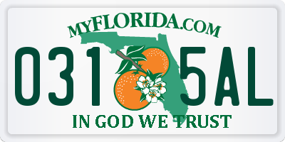 FL license plate 0315AL
