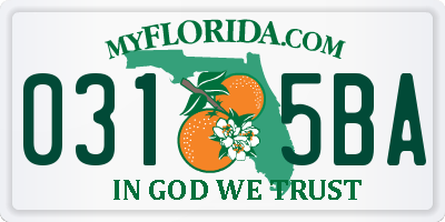 FL license plate 0315BA