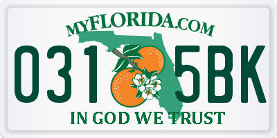 FL license plate 0315BK