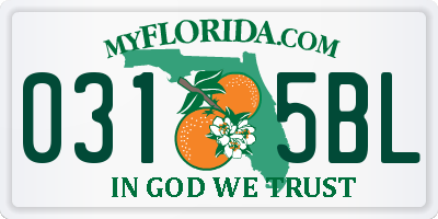 FL license plate 0315BL