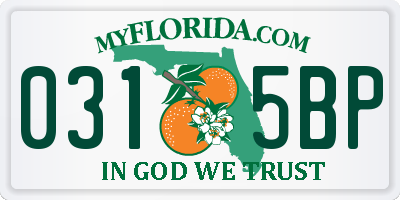 FL license plate 0315BP