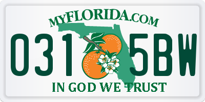 FL license plate 0315BW