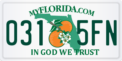 FL license plate 0315FN