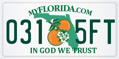 FL license plate 0315FT