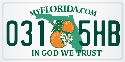 FL license plate 0315HB