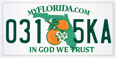 FL license plate 0315KA