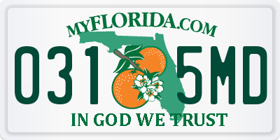 FL license plate 0315MD