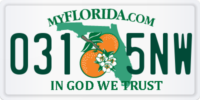 FL license plate 0315NW