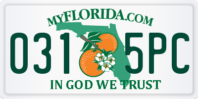 FL license plate 0315PC