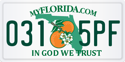 FL license plate 0315PF