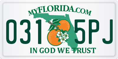 FL license plate 0315PJ
