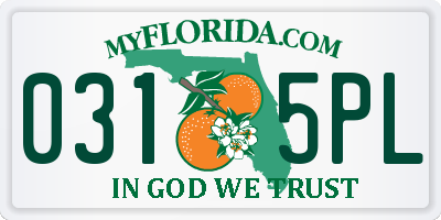 FL license plate 0315PL