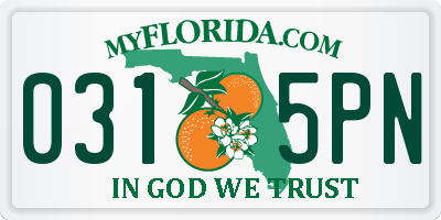FL license plate 0315PN