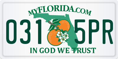 FL license plate 0315PR