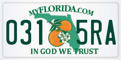 FL license plate 0315RA