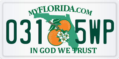 FL license plate 0315WP