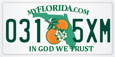 FL license plate 0315XM