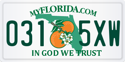 FL license plate 0315XW