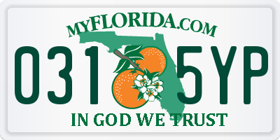 FL license plate 0315YP