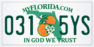 FL license plate 0315YS