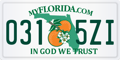 FL license plate 0315ZI