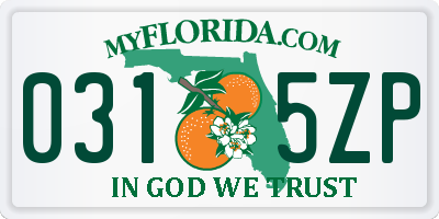 FL license plate 0315ZP