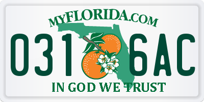 FL license plate 0316AC