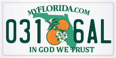 FL license plate 0316AL