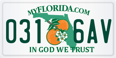 FL license plate 0316AV