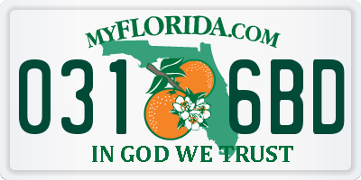 FL license plate 0316BD