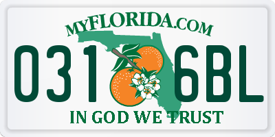 FL license plate 0316BL