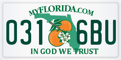 FL license plate 0316BU