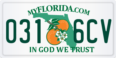 FL license plate 0316CV