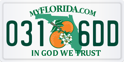 FL license plate 0316DD