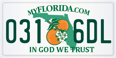 FL license plate 0316DL