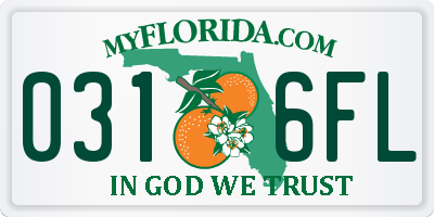FL license plate 0316FL