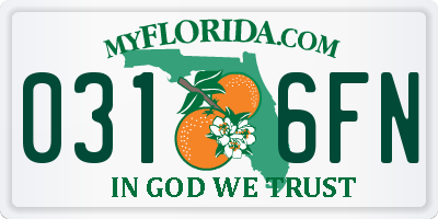 FL license plate 0316FN