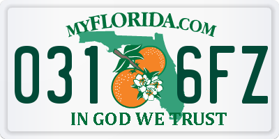 FL license plate 0316FZ