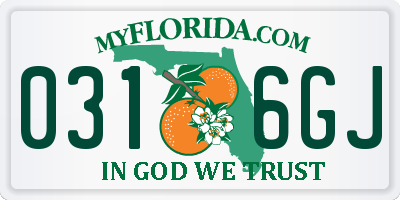 FL license plate 0316GJ